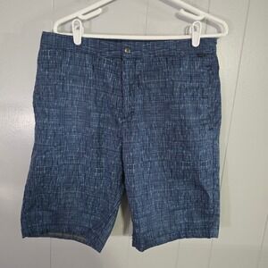 Calvin Klein Shorts Mens 34‎ Blue Crosshatch Grid Pattern 100% Cotton Casual